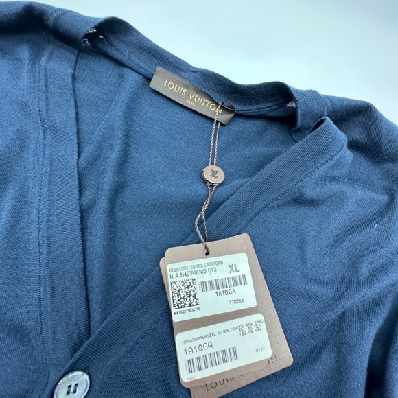 Louis Vuitton Mens Highlighted Ribbed Cardigan Navy XL Brand New with Tags - Picture 3 of 6
